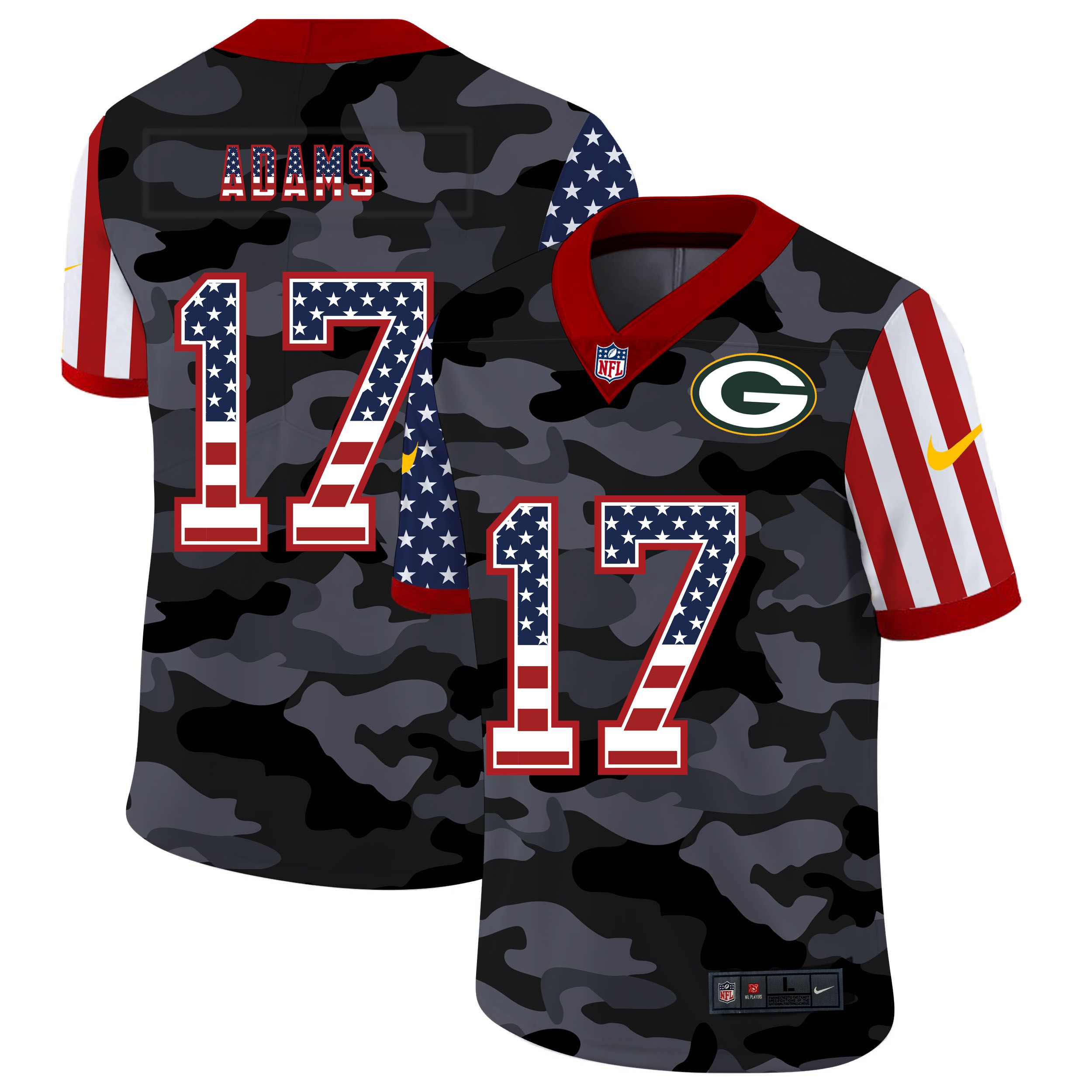 Men Green Bay Packers #17 Adams 2020 Nike Camo USA Salute to Service Limited NFL Jerseys